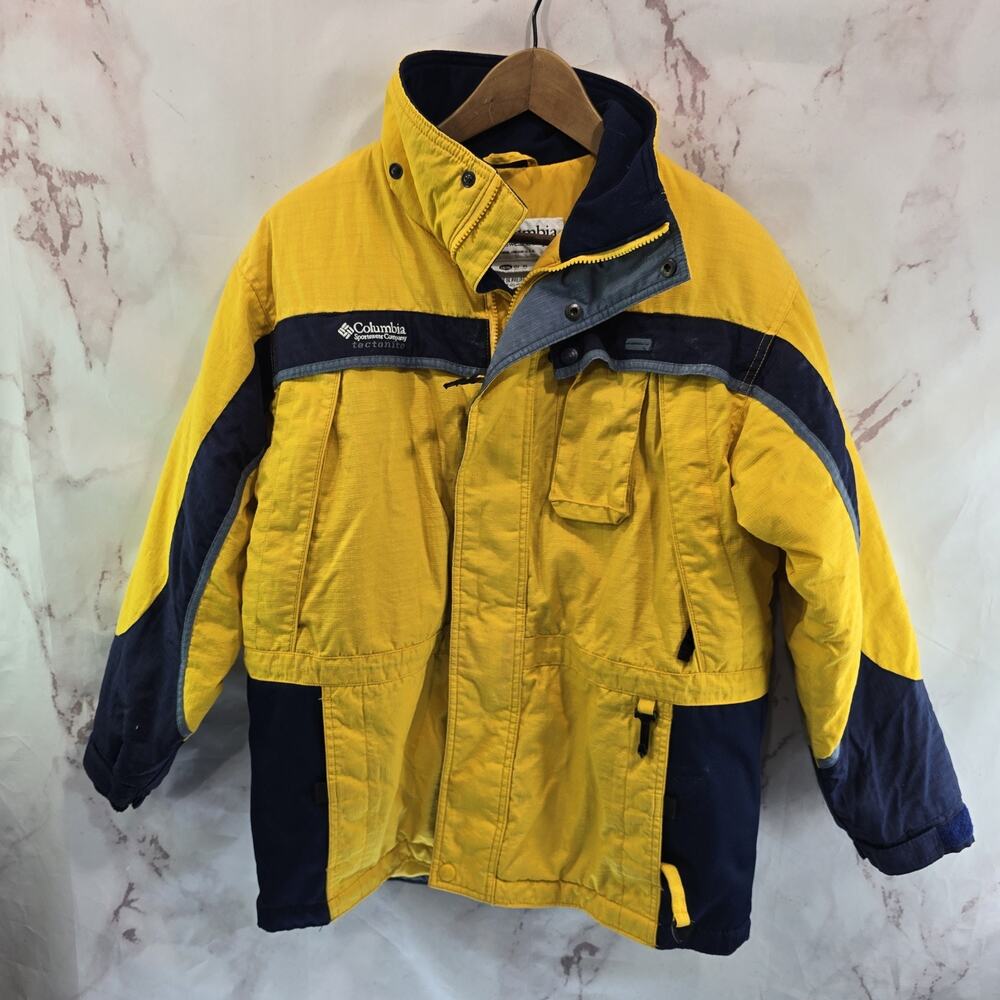 Vintage Columbia Coat Boys Large 14 16 Yellow Youth Ski Snow Winter 90s Hoodless